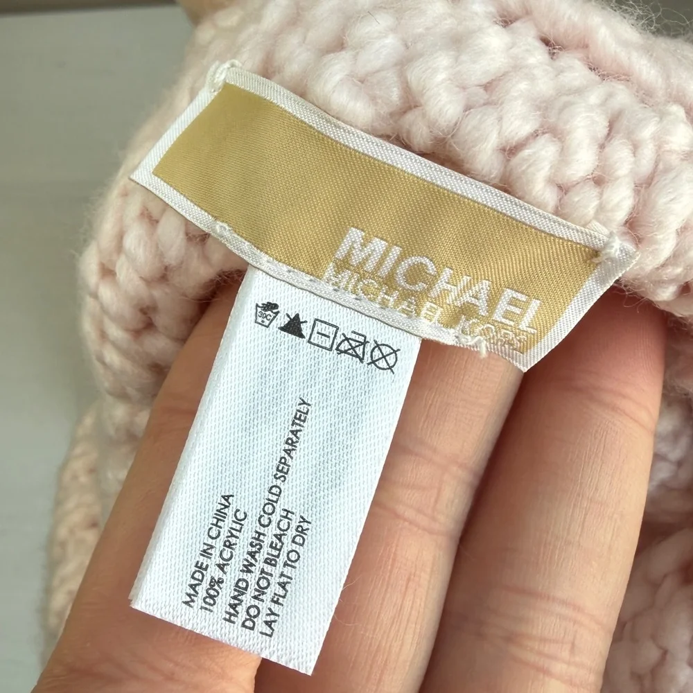Michael Kors Cable Knit Beanie Hat Light Pink Pastel